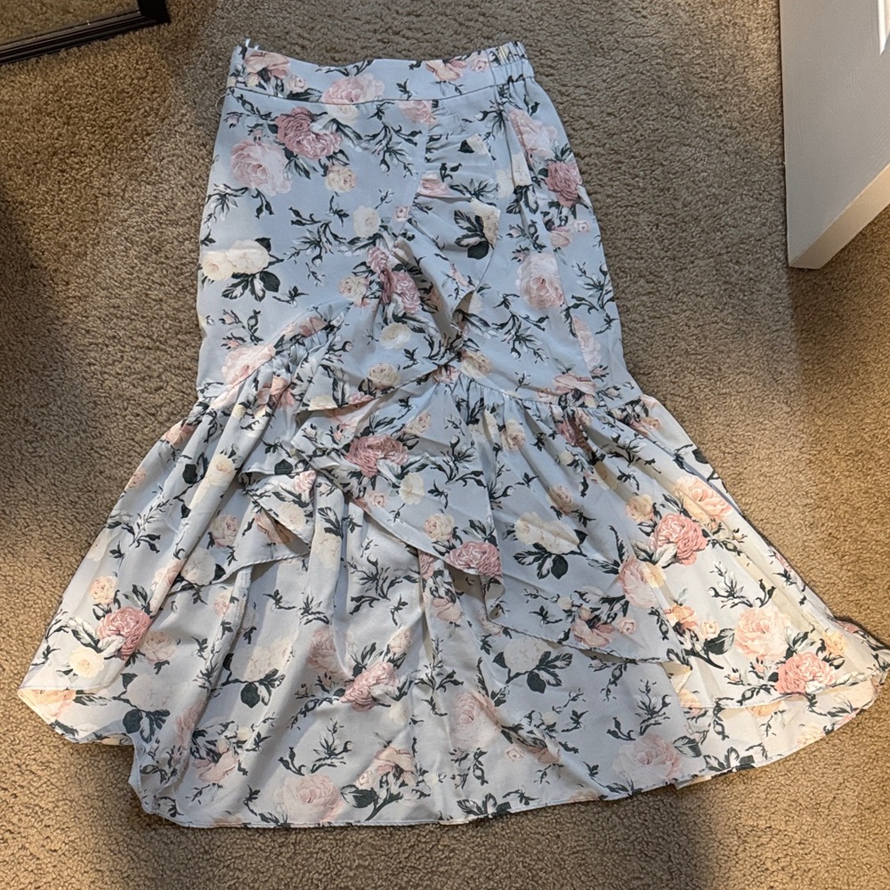 Milk and Honey Floral Ruffle Maxi Skirt